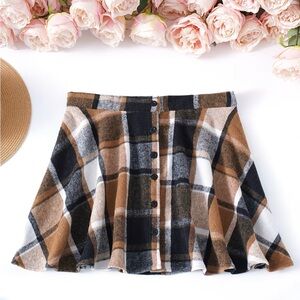 Plaid Button-Front Skirt